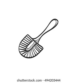 Brush icon in doodle sketch lines. Toilet sanitary cleaner wet bathroom