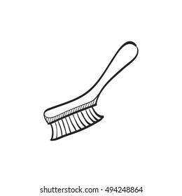 Brush icon in doodle sketch lines. Broom sanitary dust cleaning room 