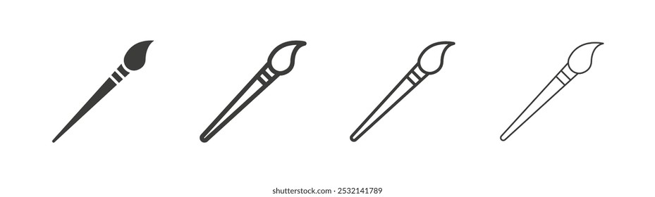 Brush icon in fill and three stroke sizes