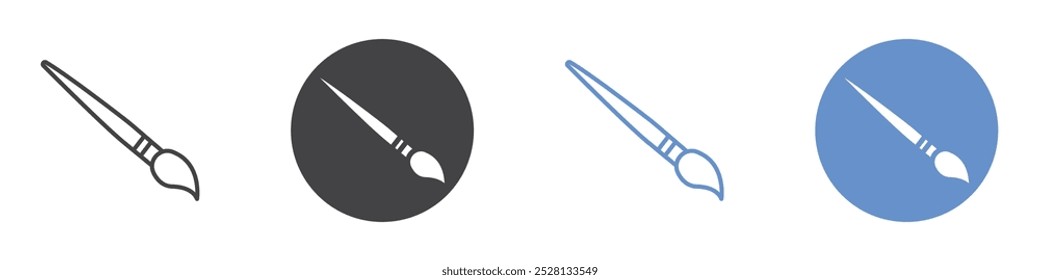 Brush icon Flat art in black and white isolated