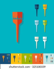 brush icon in flat design with long shadows. Vector illustration