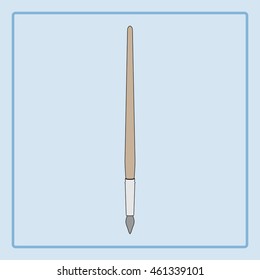 brush icon in flat design. Stationery theme symbol. vector illustration. school and office supplies. paintbrush