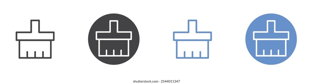 Icono de pincel Conjunto plano en color blanco y negro