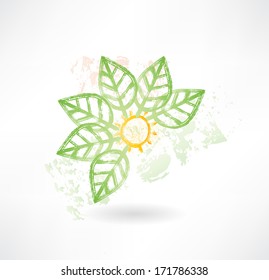 Brush icon with green leafs around