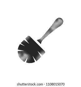 Brush icon in halftone style. Black and white monochrome vector illustration.