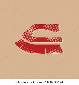 Brush icon in halftone style. Grunge background vector illustration.