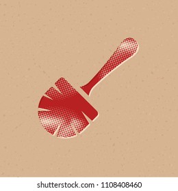 Brush icon in halftone style. Grunge background vector illustration.