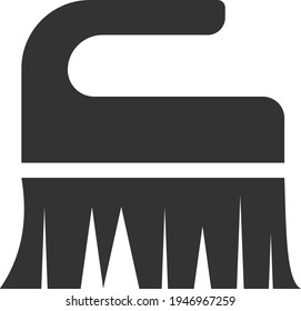 Icono de pincel con un asa para limpiar superficies. Silueta negra. Ilustración vectorial aislada en un fondo blanco. Un símbolo para el diseño de sitios web, icono de logotipo, aplicación, interfaz de usuario.