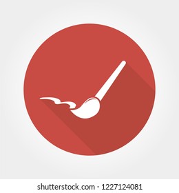 Brush icon isolated on red background with long shadow. flat icon