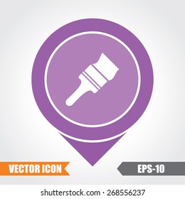 Brush Icon On Map Pointer. Eps.-10.