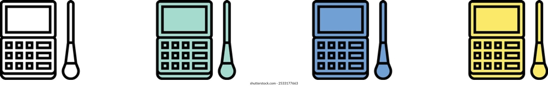 brush icon. Outline, Green, Blue and Yellow Style Design Isolated On White Background