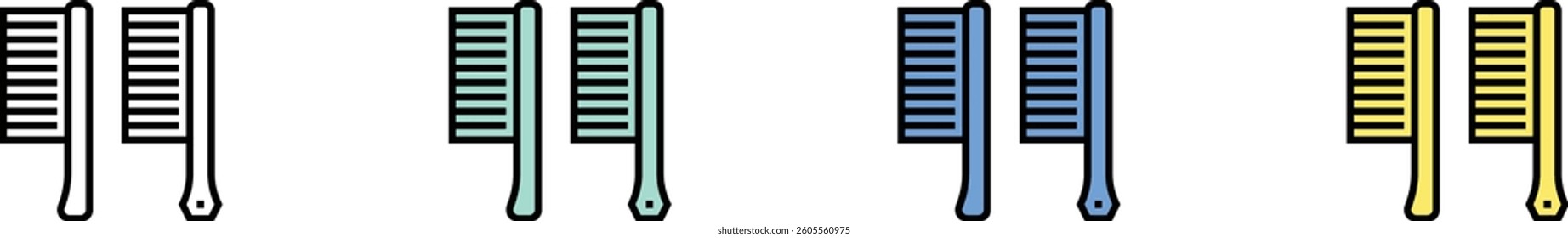 brush icon. Outline, Green, Blue and Yellow Style Design Isolated On White Background