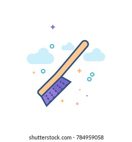 Brush icon in outlined flat color style. Vector illustration.