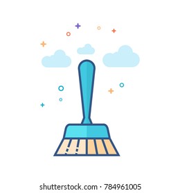Brush icon in outlined flat color style. Vector illustration.