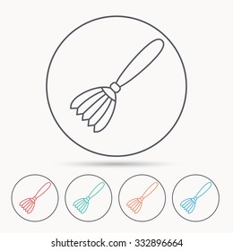 Brush icon. Paintbrush tool sign. Artist instrument symbol. Linear circle icons.