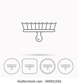Brush icon. Paintbrush tool sign. Artist instrument symbol. Linear circle, square and star buttons with icons.