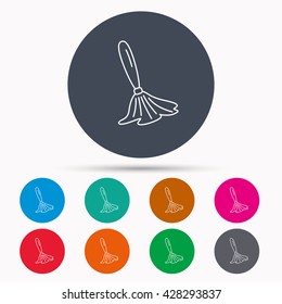 Brush icon. Paintbrush tool sign. Artist instrument symbol. Icons in colour circle buttons. Vector