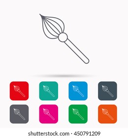 Brush icon. Paintbrush tool sign. Artist instrument symbol. Linear icons in squares on white background. Flat web symbols. Vector