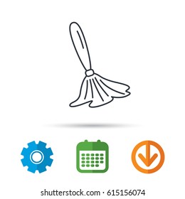 Brush icon. Paintbrush tool sign. Artist instrument symbol. Calendar, cogwheel and download arrow signs. Colored flat web icons. Vector