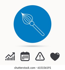 Brush icon. Paintbrush tool sign. Artist instrument symbol. Calendar, attention sign and growth chart. Button with web icon. Vector