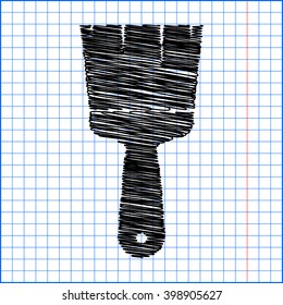 Brush icon with pen effect on paper