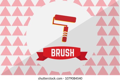 brush icon with a picture of a flat red creature used as a logo or an extra icon in tools development