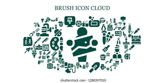  brush icon set. 93 filled brush icons. Simple modern icons about  - Artist, Pentacle, Brush, Paint brush, Wash, Soap, Writing tool, Trowel, Nail clippers, Paint tube, Pliers