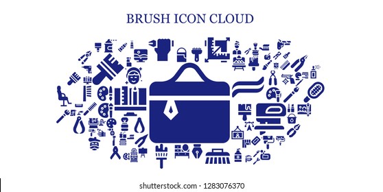  brush icon set. 93 filled brush icons. Simple modern icons about  - Cosmetics, Paint bucket, Spray paint, Pen, Brush, Design, Dressing table, Painting brush, Makeup, Paint tube