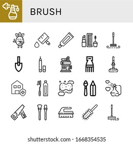 conjunto de iconos de pincel. Colección de Perfume, Rubefacción, Pincel de pintura, Pasta dental, Maquillaje, Pincel, Trowel, Eyeliner, Barbershop, Comb, Mop, Casa limpia, Pincel de dientes, Esponja, Herramientas de pintura iconos