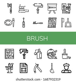 brush icon set. Collection of Toothbrush, Art, Tooth Brush, Electric toothbrush, Roller, Paint brush, Paint tube, Painter, Beauty, Kabuki, Paint roller, Artboard icons