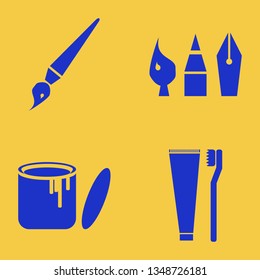 brush icon set with brush, paint can and drawing painting tools vector illustration