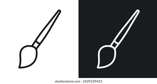 Icono de pincel en color negro de línea delgada. ilustración de símbolos de Vector simple plano.