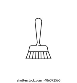 Brush icon in thin outline style. Broom sanitary dust cleaning room