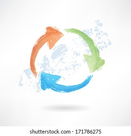 Brush icon with three round arrows.