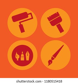 brush icon. brush vector icons set paint roller, drawing painting tools, paint brush and brush
