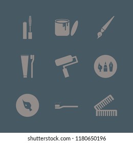 brush icon. brush vector icons set mascara brush, paint can, combs and paint roller