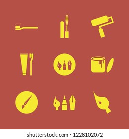 brush icon. brush vector icons set toothbrush toothpaste, brush, paint roller and drawing painting tools