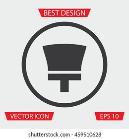 Brush Icon - Vector illustration of brush icon in circle, on gray background 