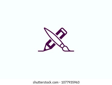 brush icon, vector illustration. Flat design style.