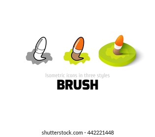 Brush icon, vector symbol in flat, outline and isometric style
