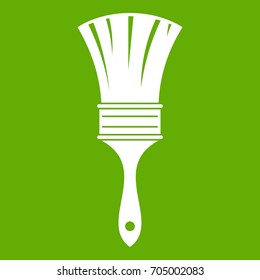Brush icon white isolated on green background. Vector illustration