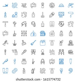 brush icons set. Collection of brush with paint palette, paint brush, perfume, sponge, paint, soap, toothpaste, tooth paste, painting, dressing table. Editable and scalable icons.
