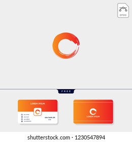 brush initial O creative logo template for corporate vector illustration, business card design template include
