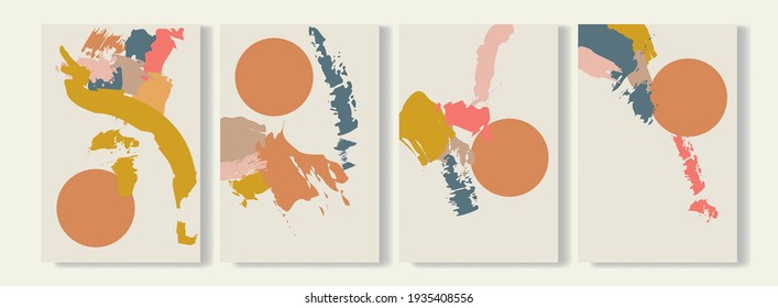Vector de fondo de plantillas abstractas de tinta de pincel. Ilustración moderna de diseño para afiches, fondos de pantalla, marketing en medios sociales, impresiones