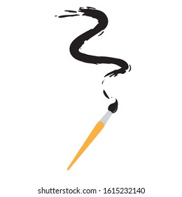 brush and ink, color vector illustration
