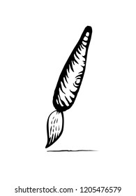 Brush and ink. Drawing of ancient stationery on white background in doodle style. Concept for education.