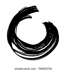 brush ink paint circle stroke hand drawn curve design
