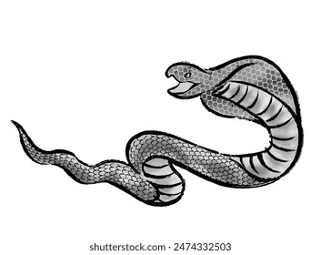 Brush and Ink Painting Style Cobra Silhouette Illustration Material
