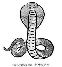 Brush and Ink Painting Style Cobra Silhouette Illustration Material
