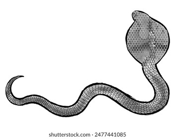 Brush and Ink Painting Style Cobra Silhouette Illustration Material
